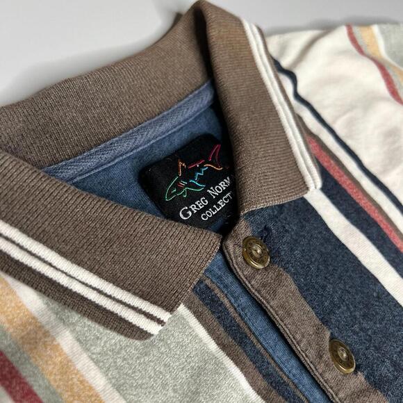 Greg Norman Collection Polo Shirt Striped M Multicolor Cotton Golf Casual - Picture 8 of 9